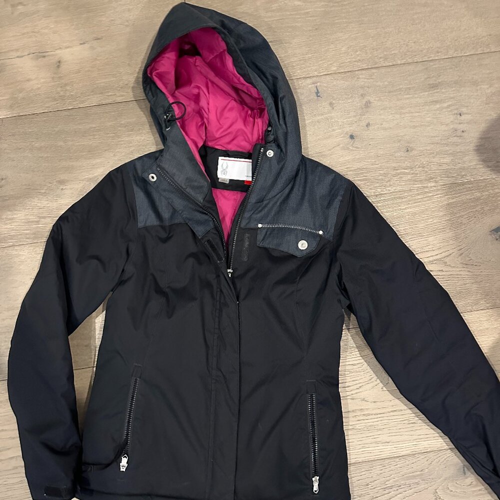 Women's Black Spyder Ski Coat Size 6